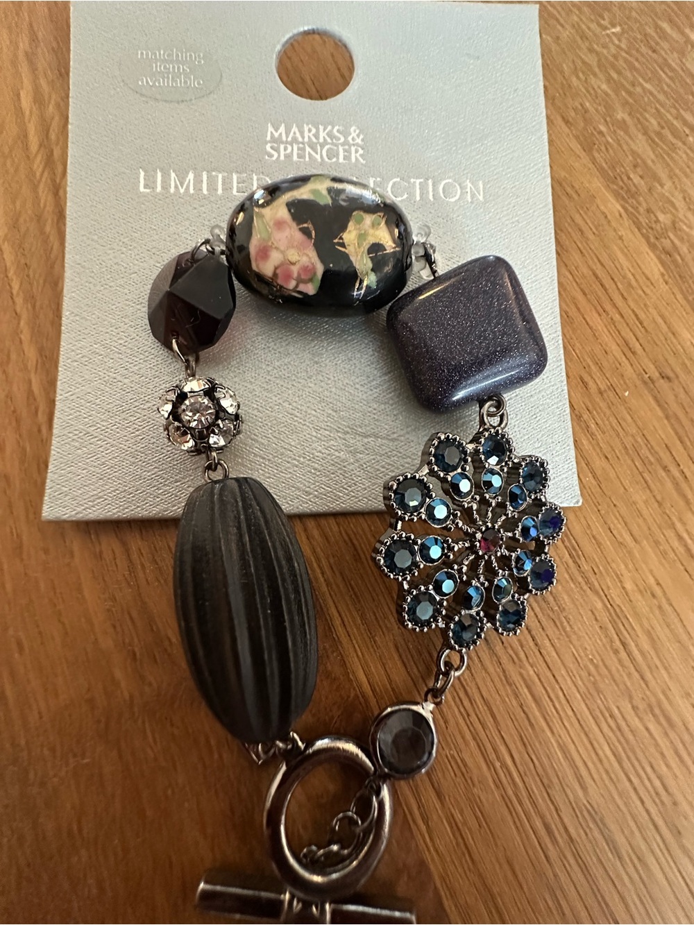 Marks & Spencer Black and Pink Floral Accent Bracelet